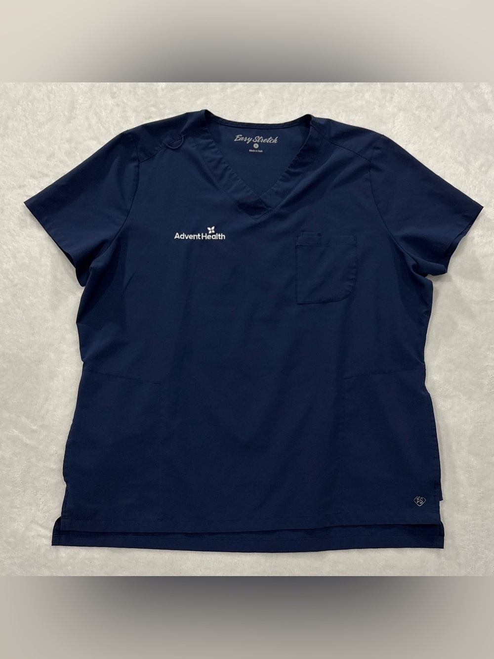 AdventHealth Easy Stretch Navy Blue 4-pocket Nursing Scrub Top Women’s Size XL